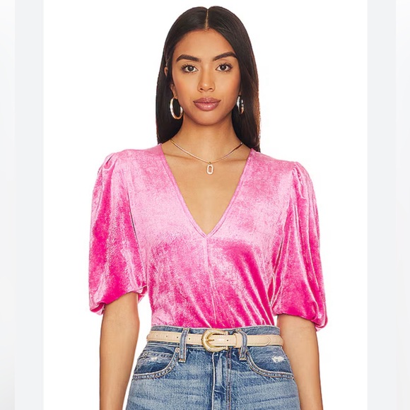 Free People  Don't You Wish Bodysuit in Pink Phenom size large EUC - Picture 2 of 7